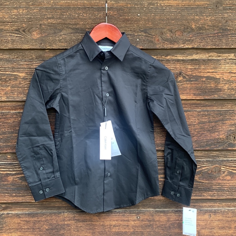 New, Black Calvin Klein Dress Shirt Boys Size 8 - Picture 8 of 9